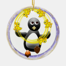 PENGUIN JUGGLING DUCKS CHRISTMAS ORNAMENT