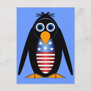 penguin July 4th Postcard