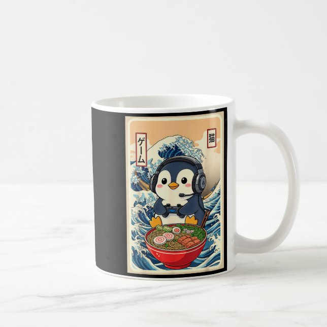 Penguin Kawaii Japanese Ramen Noodle Retro Gaming  Coffee Mug (Right)