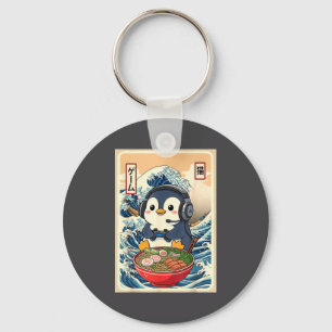 Penguin Kawaii Japanese Ramen Noodle Retro Gaming  Keychain