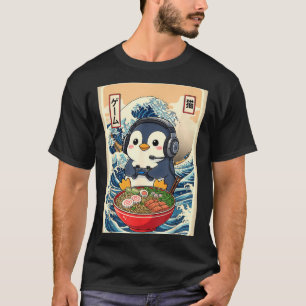 Penguin Kawaii Japanese Ramen Noodle Retro Gaming  T-Shirt