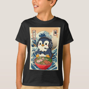 Penguin Kawaii Japanese Ramen Noodle Retro Gaming T-Shirt