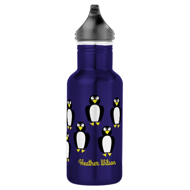 Penguin Kids Water Bottle with Name (Right)