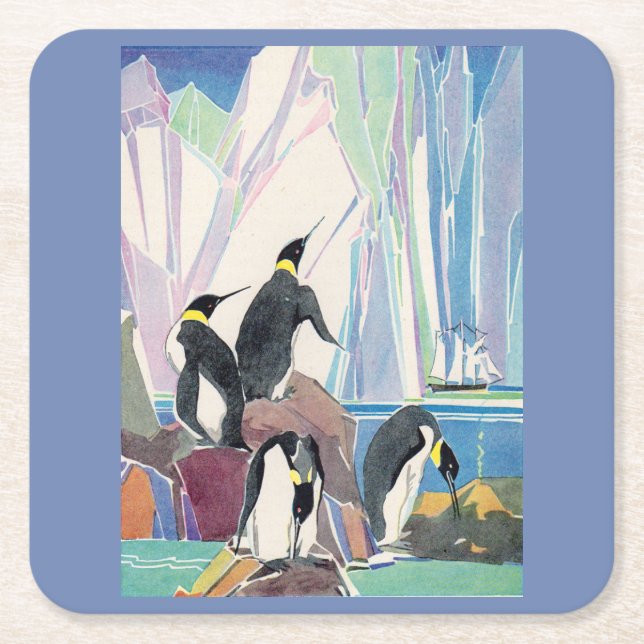 penguin land square paper coaster (Front)