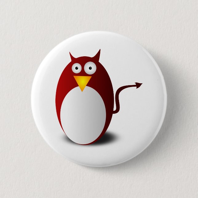 Penguin Linux Tux Ubuntu Devil Evil Demon 2 Inch Round Button (Front)