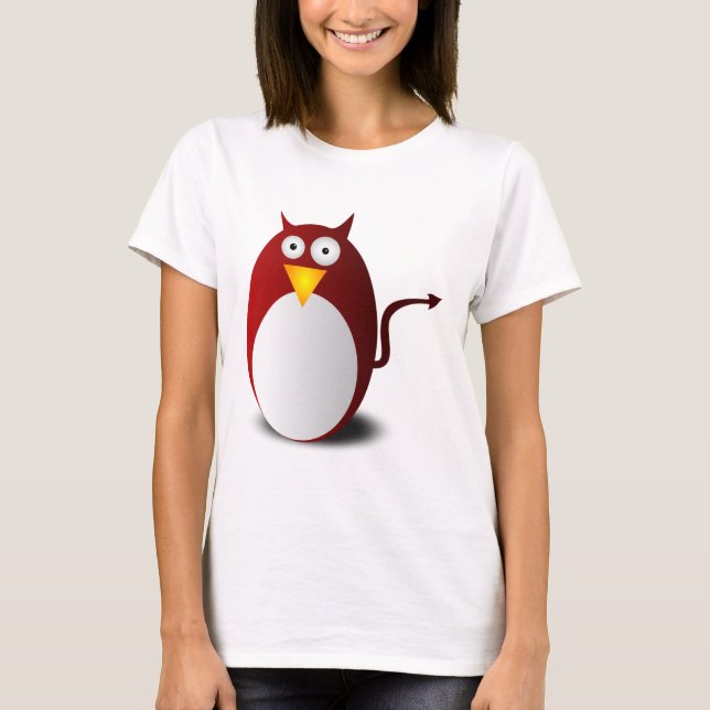 Penguin Linux Tux Ubuntu Devil Evil Demon T-Shirt (Front)
