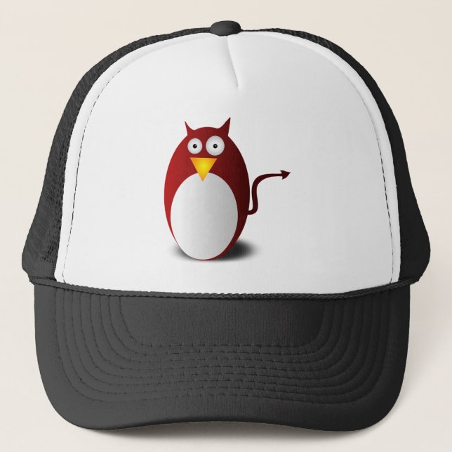 Penguin Linux Tux Ubuntu Devil Evil Demon Trucker Hat (Front)