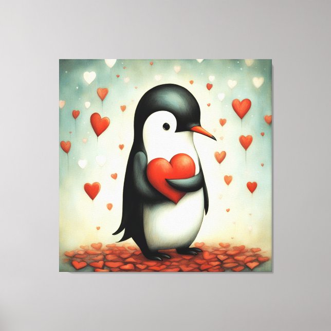 Penguin Love 1 Canvas Print (Front)