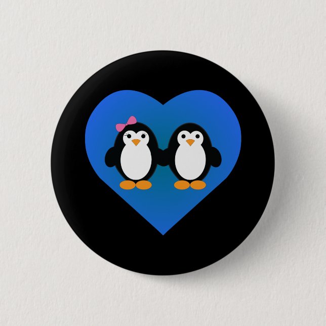 Penguin Love 2 Inch Round Button (Front)