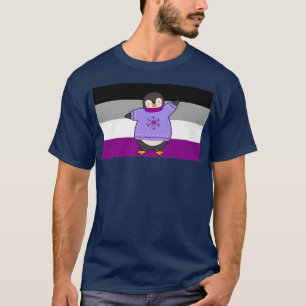 Penguin Love Aseual Pride Flag Aesthetic Christmas T-Shirt