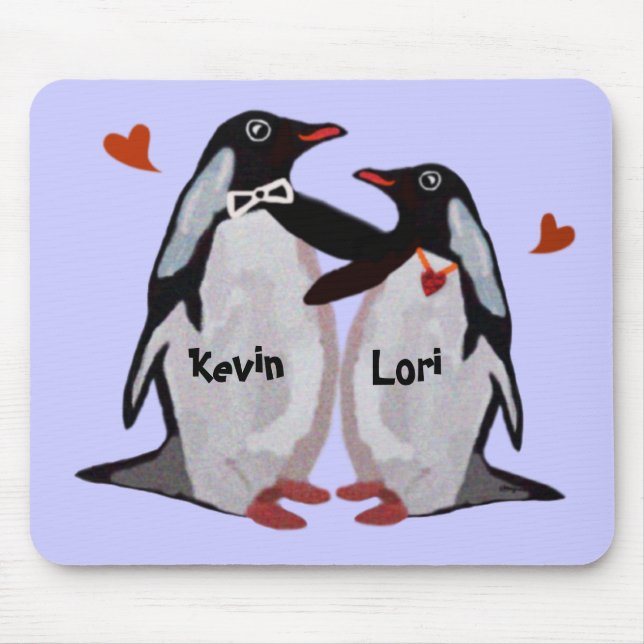 Penguin Love Couple Mousepads (Front)