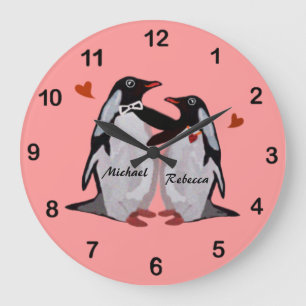 Penguin Love Custom Couple's Name Horloge