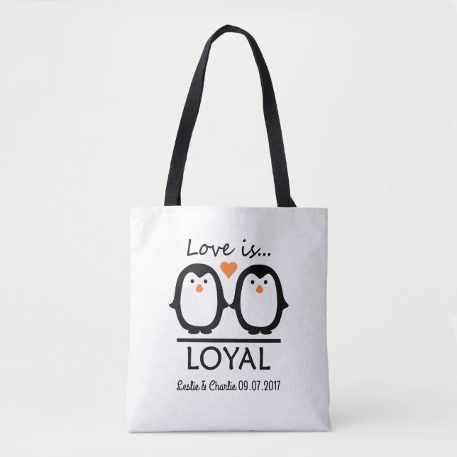 Penguin Love custom names & date bags (Front)