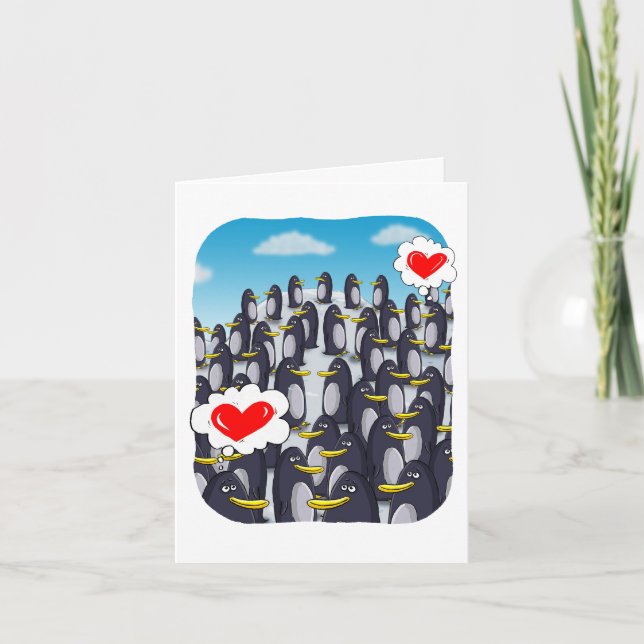 Penguin Love for Valentines  Card (Front)