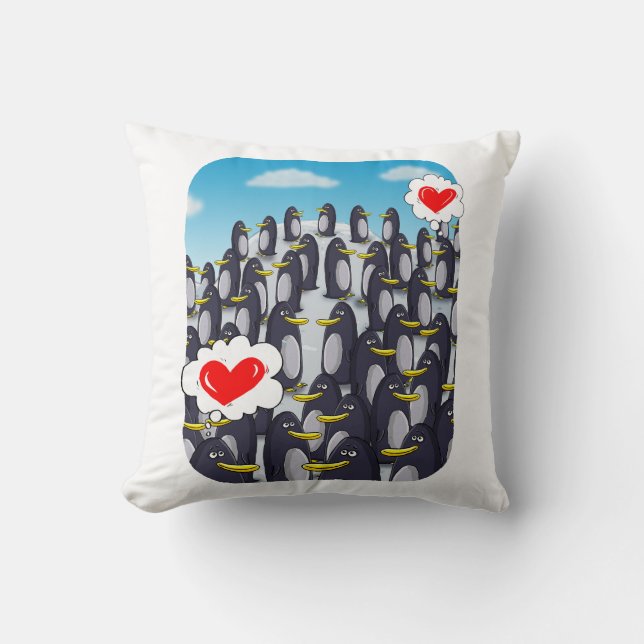 Penguin Love for Valentines  Throw Pillow (Front)