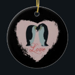 Penguin Love Heart Ornament<br><div class="desc">Beautiful penguins romantically nestled together on a pink heart.</div>