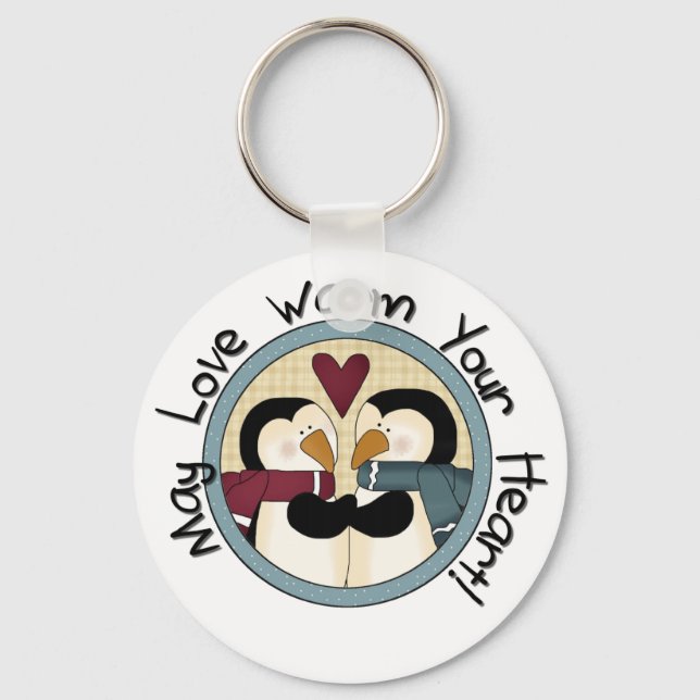 Penguin Love Holiday Tshirts and Gifts Keychain (Front)