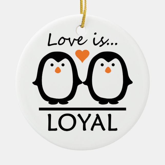 Penguin Love ornament, customize Ceramic Ornament (Front)