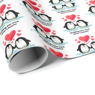 Penguin Love Pack Waddling Each Other's Hearts! Wrapping Paper