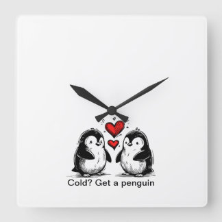 Penguin Love Parade Square Wall Clock