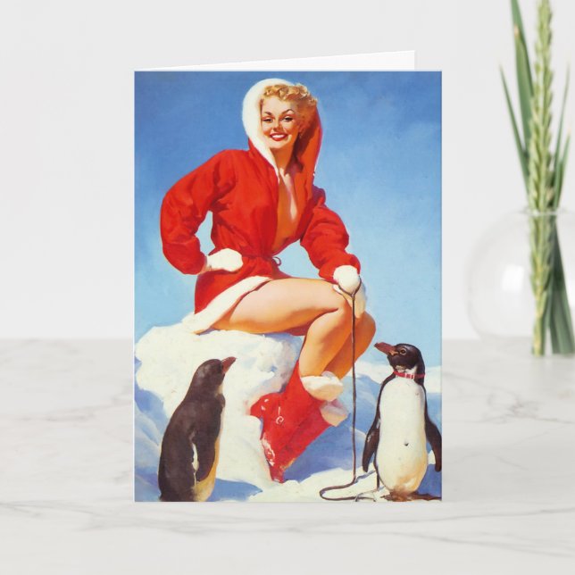 Penguin Love Pin-Up Greeting Card (Front)