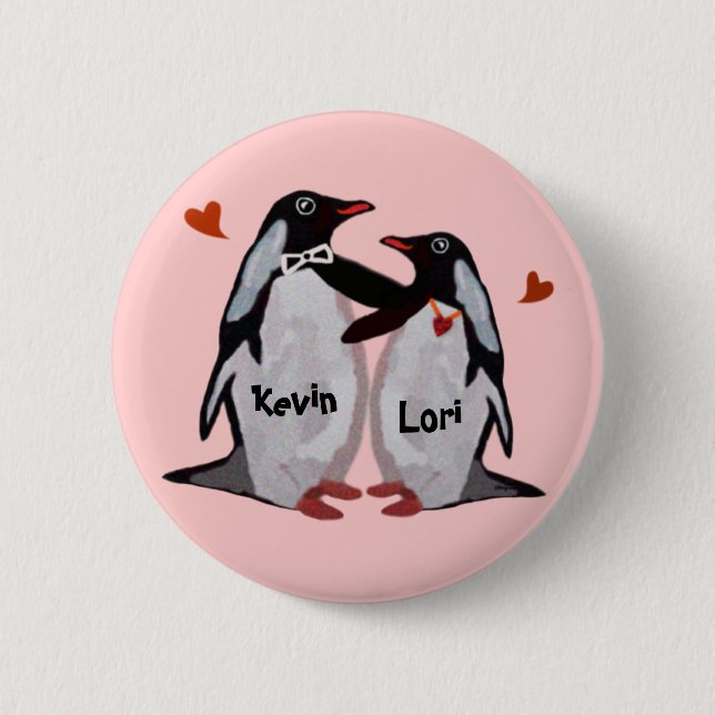 Penguin Love Pinback Buttons (Front)