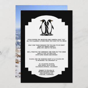 Penguin Love Rehearsal Dinner Invitation