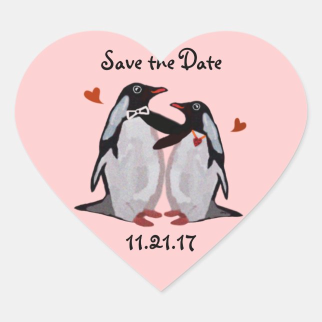Penguin Love Save the Date Stickers (Devant)