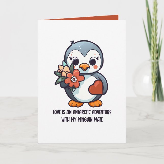 Penguin Love Valentine's Day Card (Front)