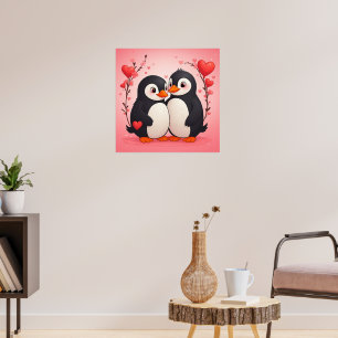 Penguin Love Valentine's Day Poster