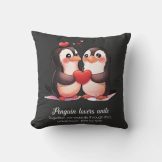 Penguin Lovers - Valentines Day special Throw Pillow