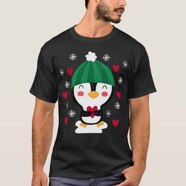 Penguin Loves You retro T-Shirt (Front)