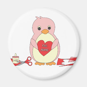 Penguin Making Valentines Magnet