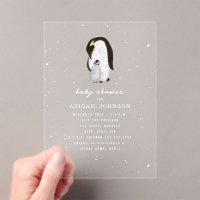 Penguin Mama & Baby Shower Winter Snow Neutral