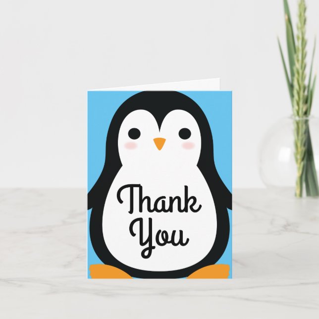 Penguin Merci d'hiver mignonne 1ère carte d'annive (Devant)
