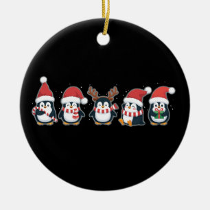Penguin Merry Christmas North Pole Holiday Animal Ceramic Ornament