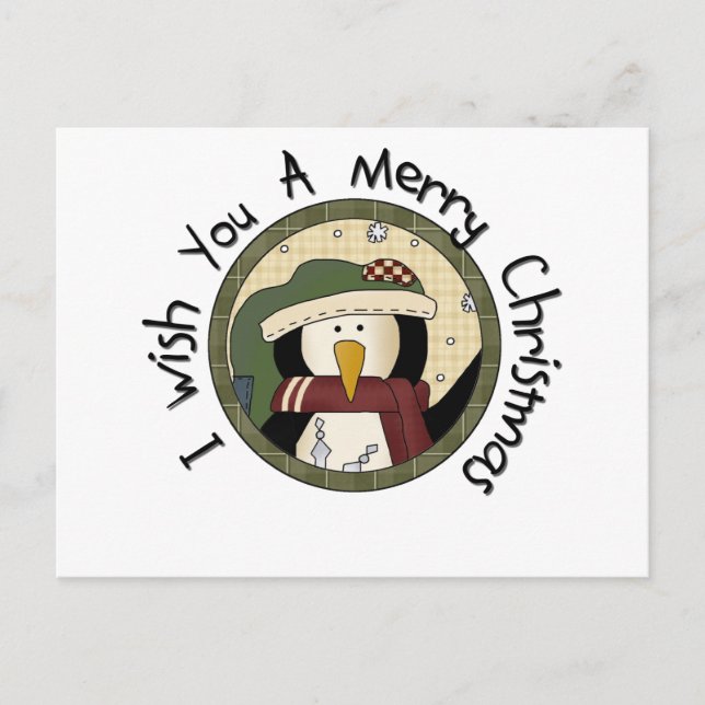 Penguin Merry Christmas T-shirts and Gifts Holiday Postcard (Front)