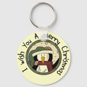 Penguin Merry Christmas T-shirts and Gifts Keychain