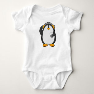 Penguin & Mobile phone with Headset Baby Bodysuit