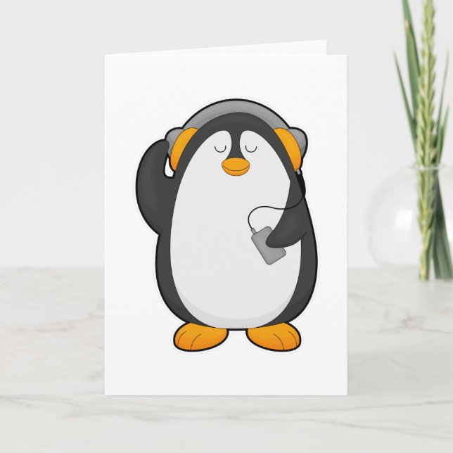 Penguin & Mobile phone with Headset Card (Front)