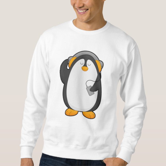 Penguin & Mobile phone with Headset Sweatshirt (Front)