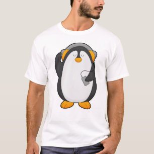 Penguin & Mobile phone with Headset T-Shirt