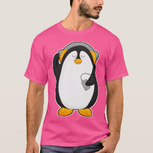 Penguin Mobile phone with Headset T-Shirt