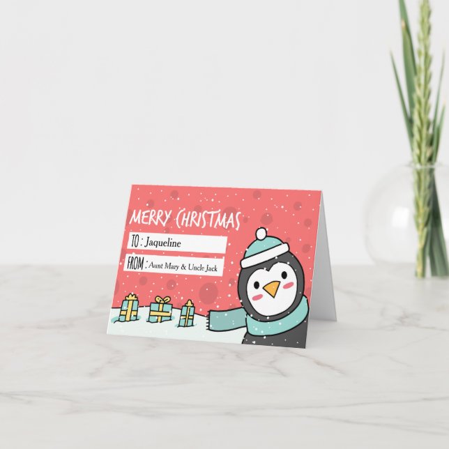 Penguin Money Holiday Greeting Card (Front)