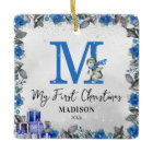 Penguin Monogram Baby Stats First Christmas