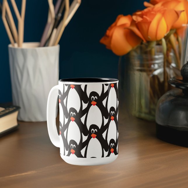 Penguin Morning Party Two-Tone Coffee Mug (Creator Uploaded)