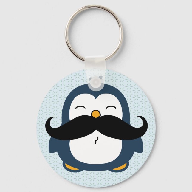 Penguin Moustache Trend Keychain (Front)