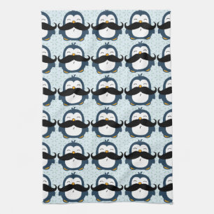 Penguin Moustache Trend Pattern Kitchen Towel
