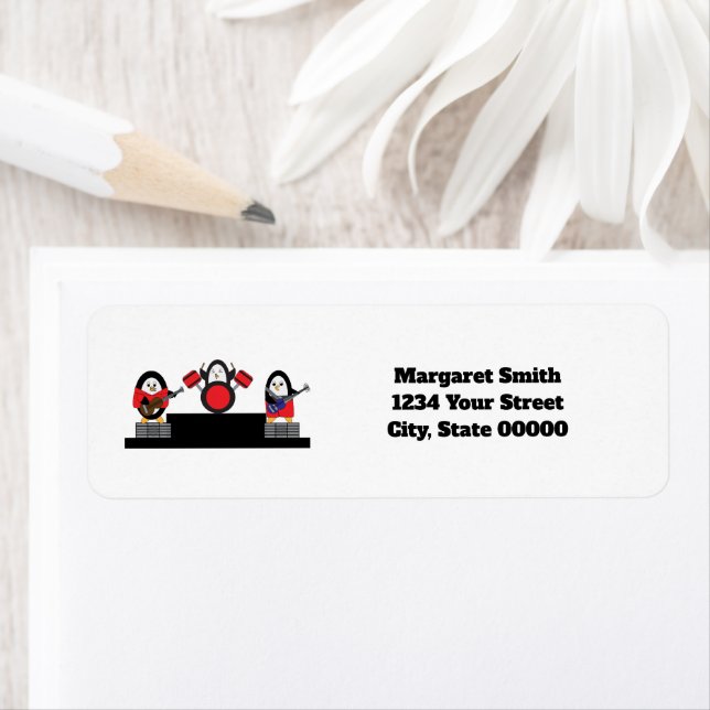 Penguin Music Band Personalize Return Address (Insitu)