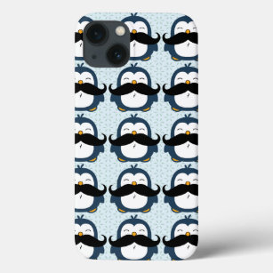 Penguin Mustache Trend Pattern iPhone 13 Case